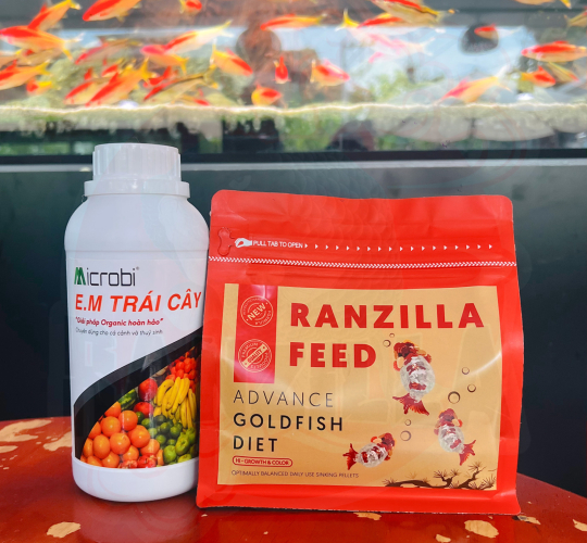 Cám Ranzilla Feed Combo 1 - 500g Cám + 1 Chai Microbi E.M Trái Cây 500ml - Thức ăn chuyên dùng cho cá cảnh các loại